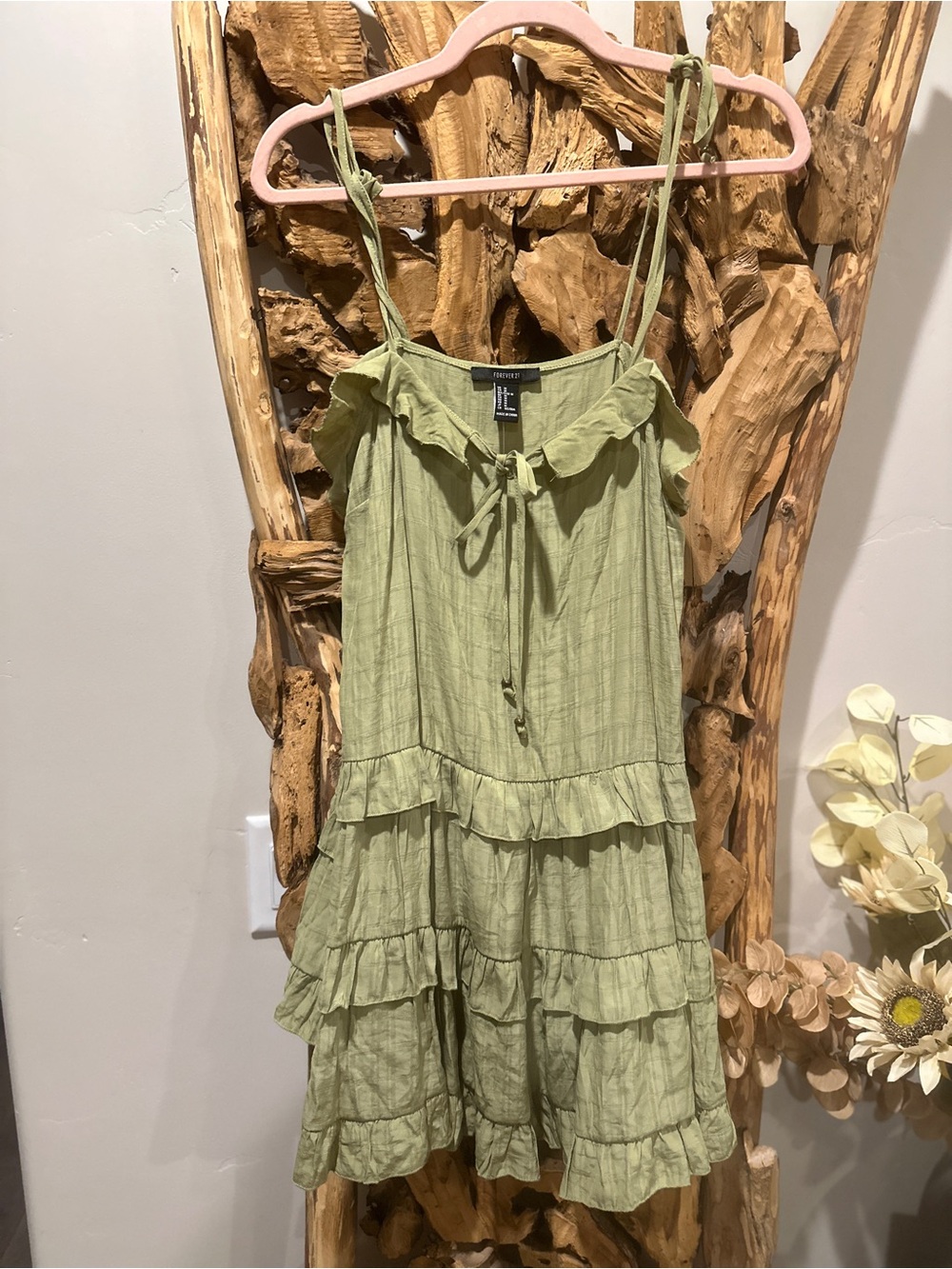 Forever 21 Light Sage Green Tiered Ruffle Sundress